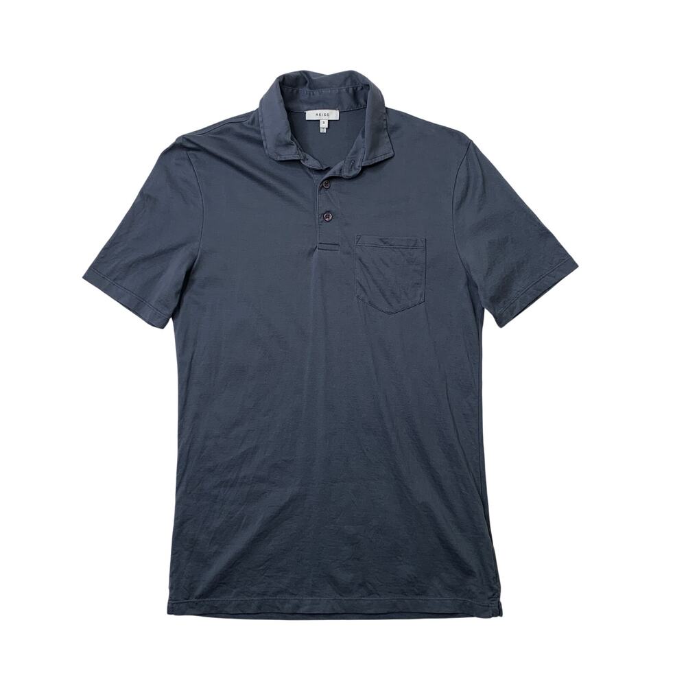 Reiss Polo Shirt Mens S Small Metal Hendrix Mercerized Cotton Short Sleeve Golf